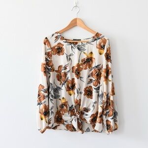 West Kei Floral Blouse in Brown and Cream